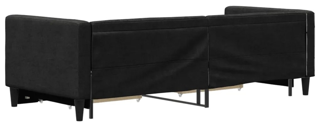 Sofá-cama com gavetão e gavetas 80x200 cm tecido preto