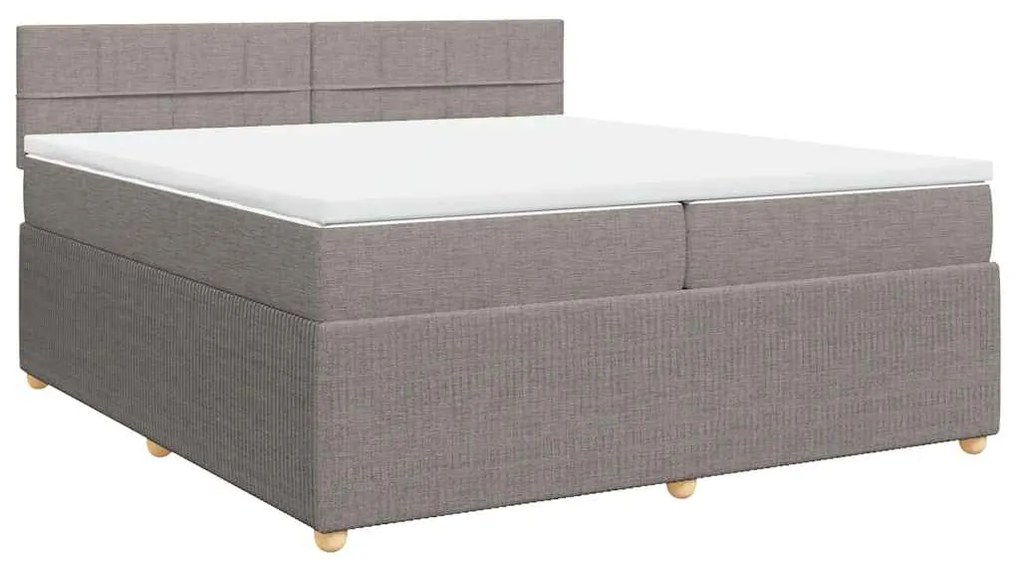 Cama com molas/colchão 200x200 cm tecido castanho-acinzentado