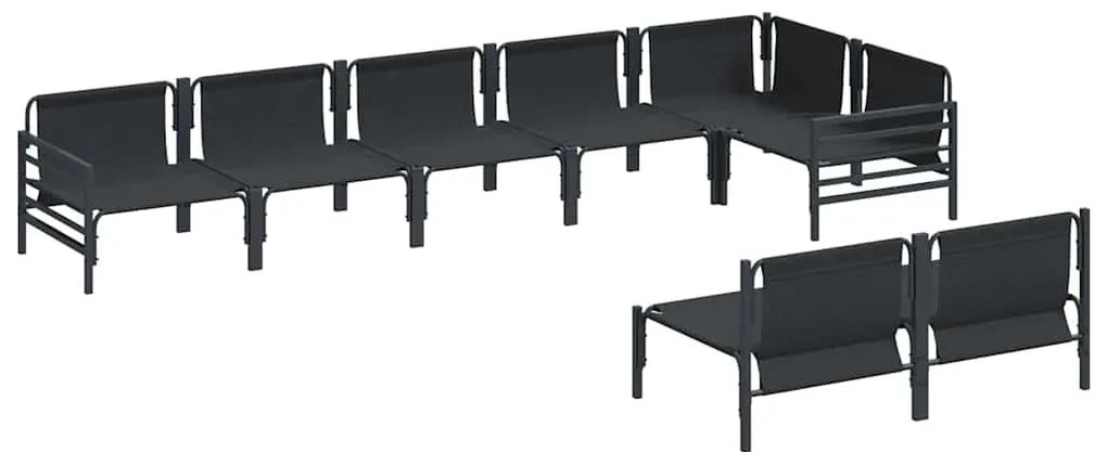 Conjunto de Sofá de Jardim 8 pcs Cinzento-escuro Aço
