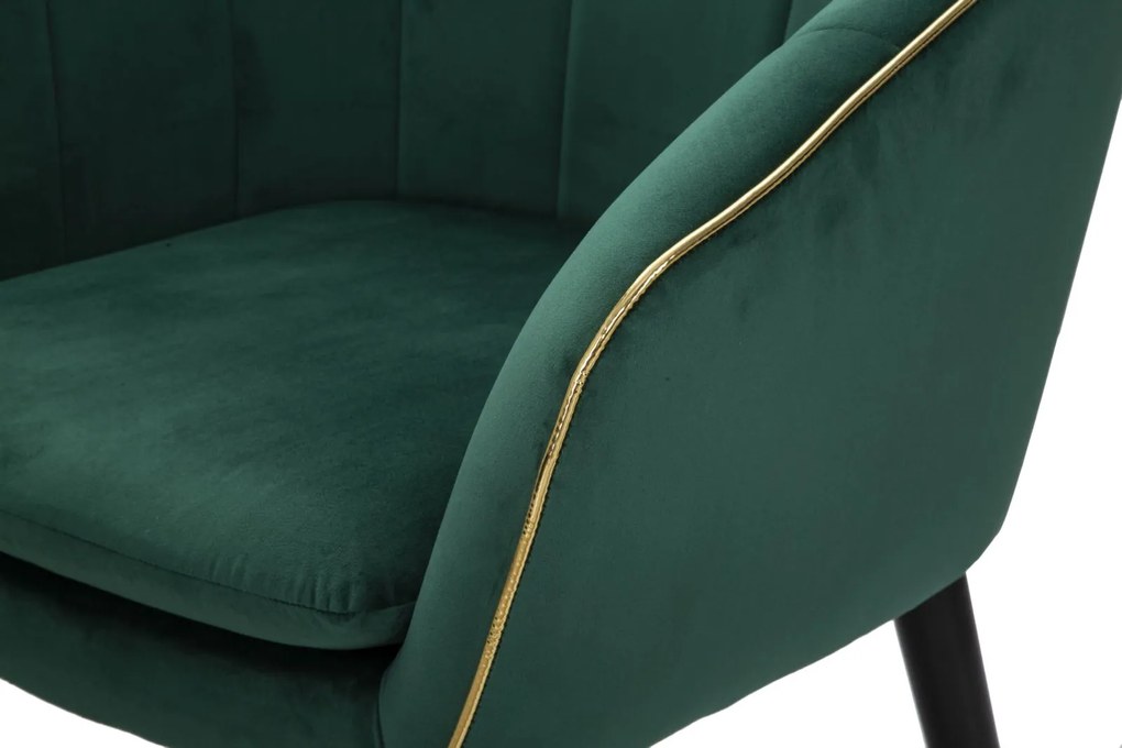 POLTRONA PARIS VERDE E DOURADA 62X58X78 CM