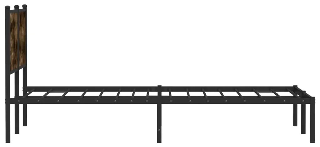 Estrutura de cama sem colchão 140x190 cm metal carvalho fumado