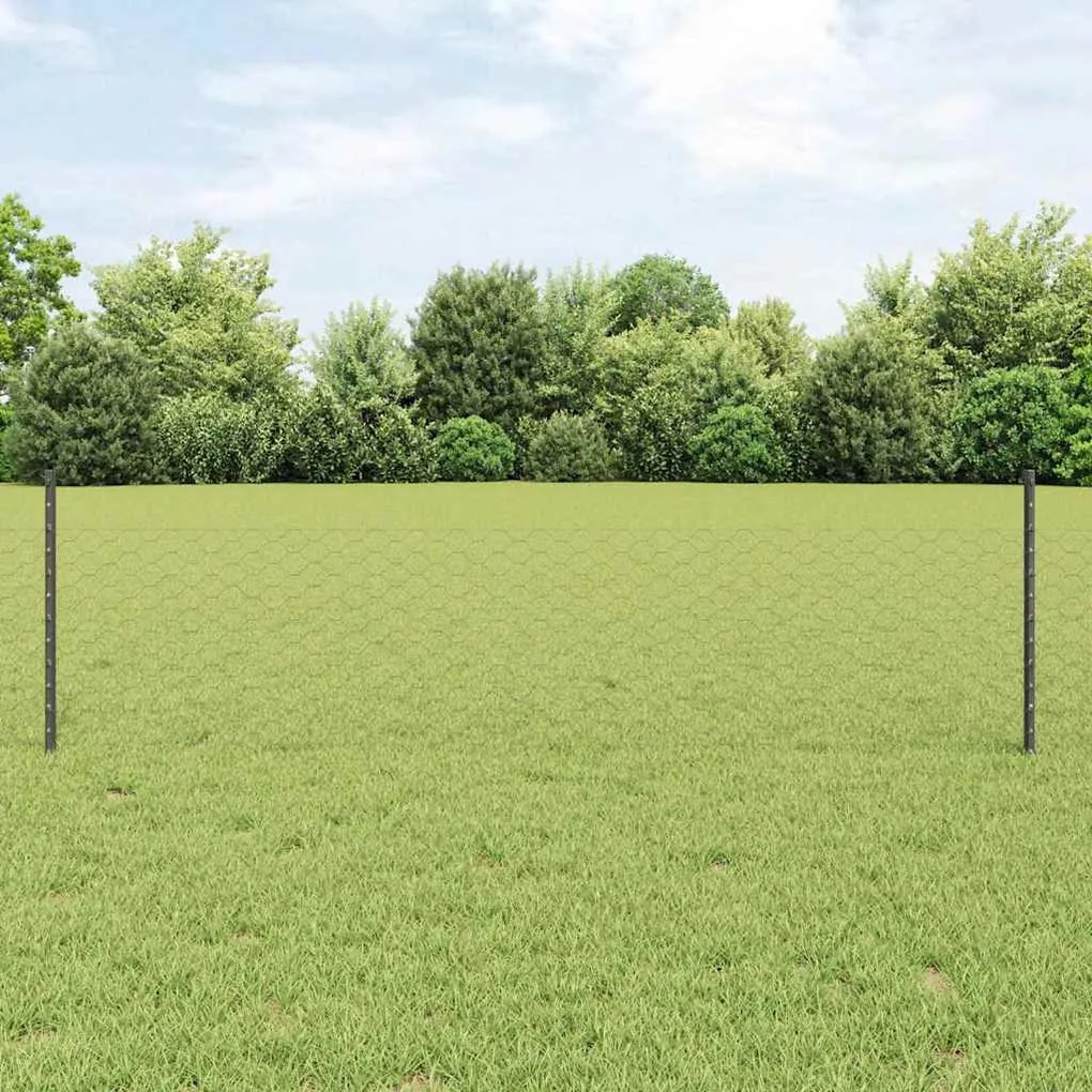 Postes de Cerca 11 pcs U-Channel Cinza 60 cm Aço