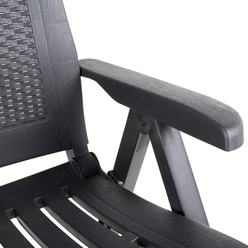 Cadeiras de jardim reclináveis 2 pcs plástico antracite
