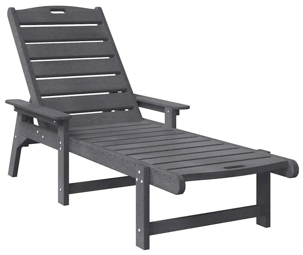 Espreguiçadeira Cinzento-claro 53x162x98.5 cm HDPE