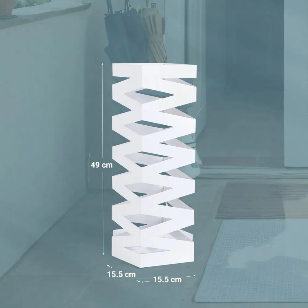 Suporte para guarda-chuvas quadrado 15,5 x 15,5 x 49 cm branco