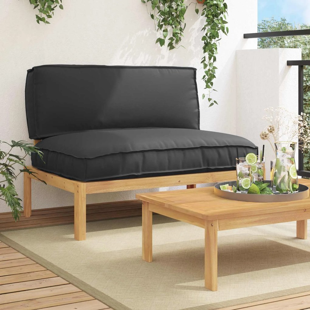 vidaXL Conjunto de Sofás com almofada Liso Preto 120 x 92 x 69 cm