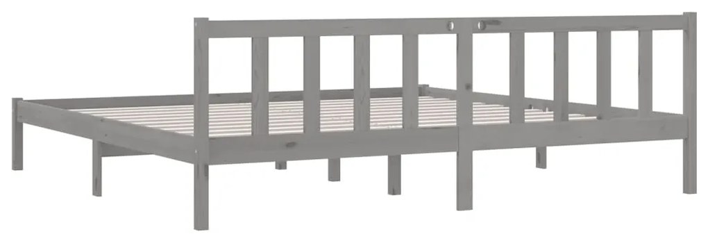 Estrutura de cama 200x200 cm pinho maciço cinzento