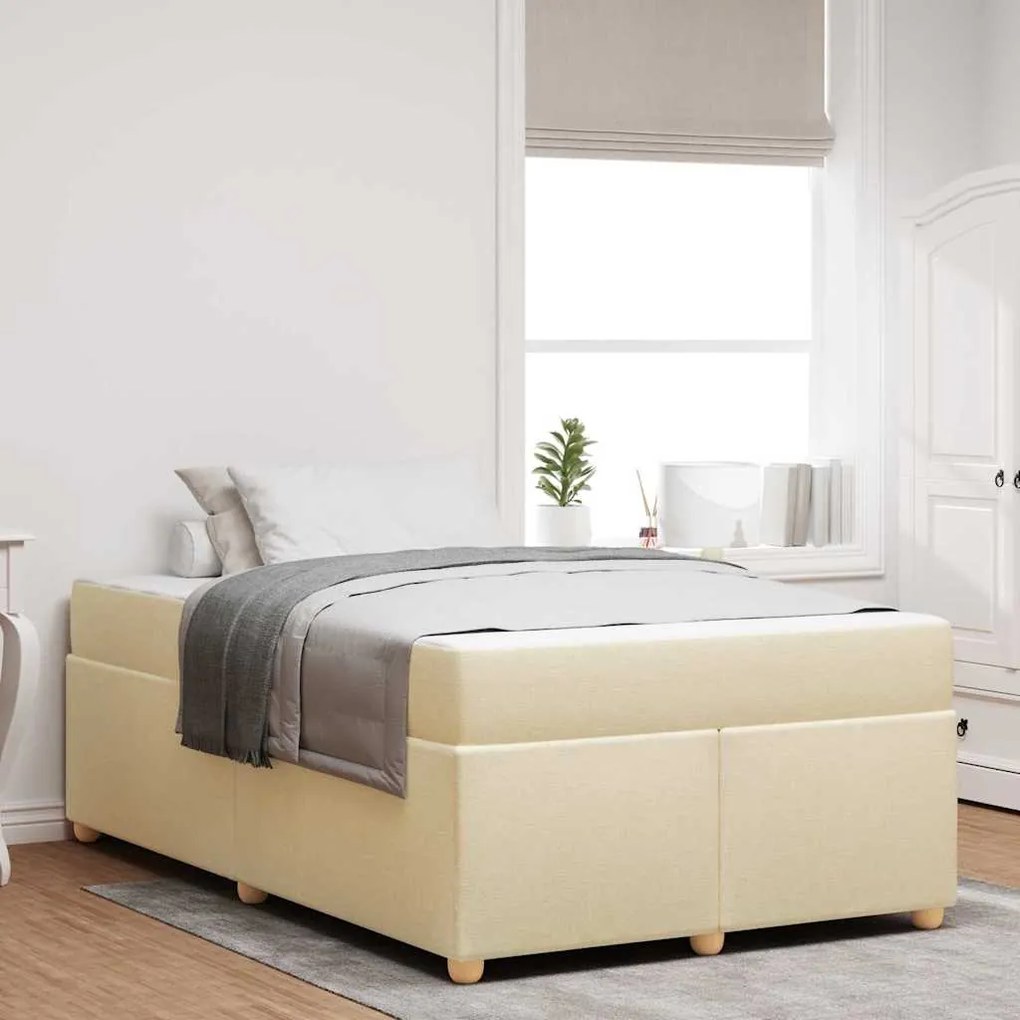 vidaXL Estrutura da Cama com colchão Creme 120 x 200 cm tecido