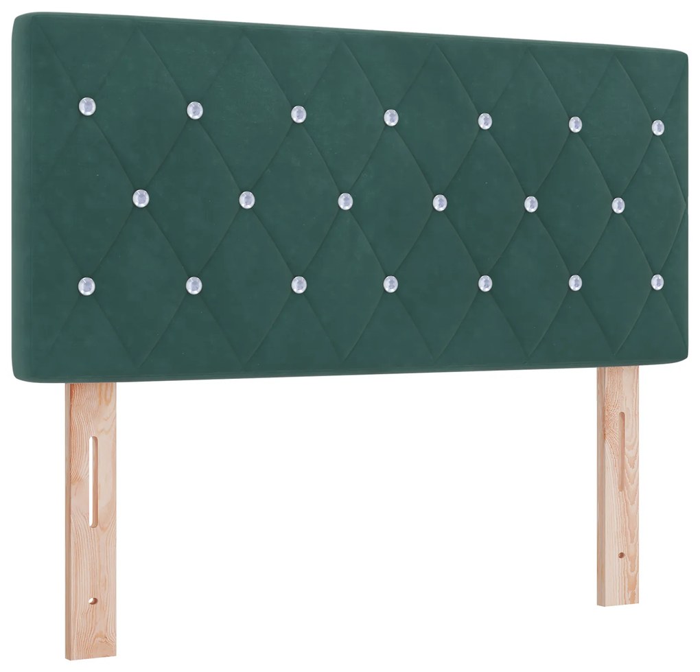Cama Box Spring com Colchão verde escuro 100x200 cm em Veludo