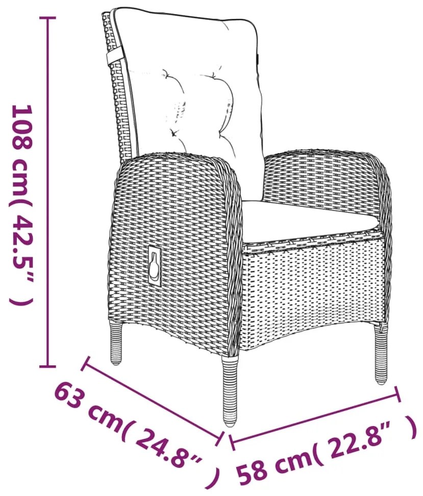7 pcs conjunto de jantar p/ jardim c/ almofadões cinza e preto