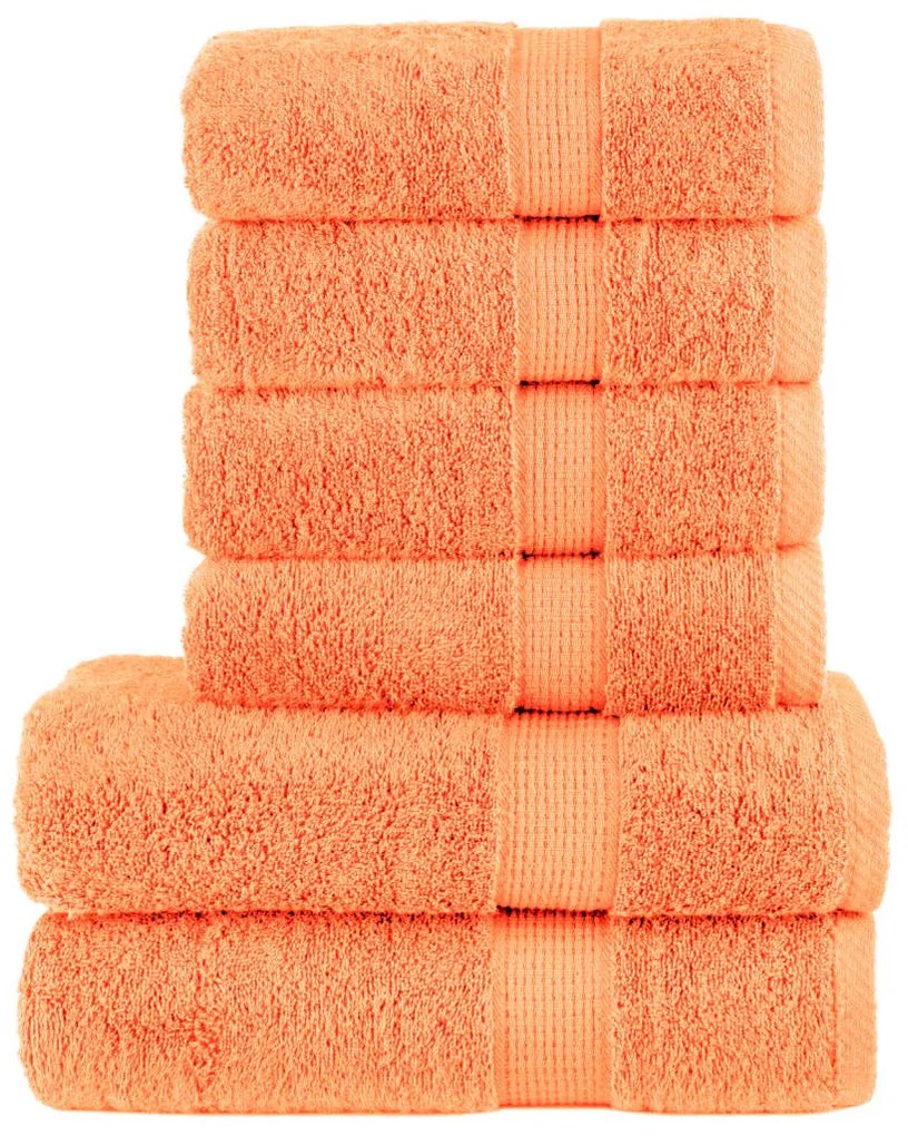 6pcs Conjunto toalhas banho premium SOLUND 600gsm laranja
