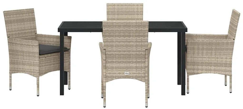 Conjunto de Jantar de Jardim de 5 Peças da com Almofadas Cinza Claro e