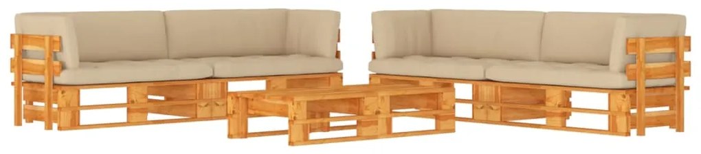 6 pcs conjunto lounge paletes pinho impregnado castanho mel