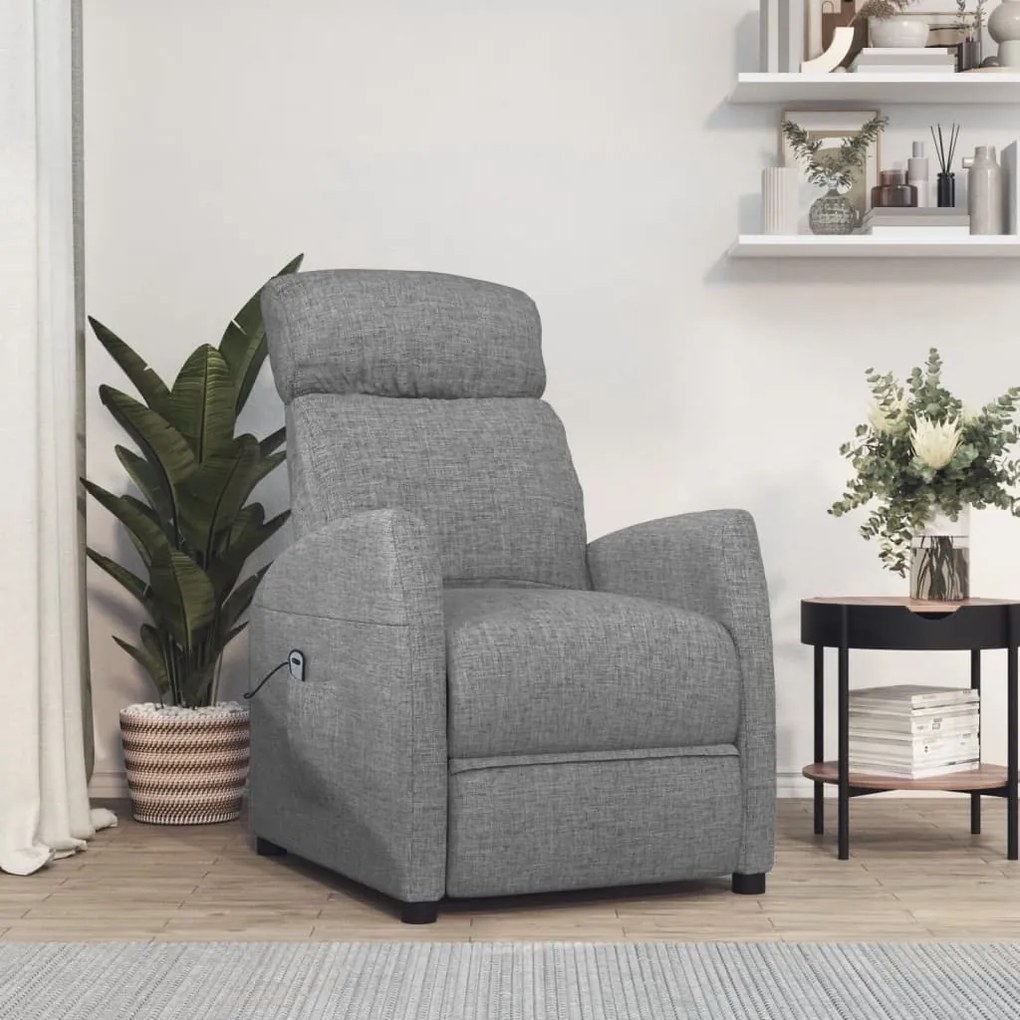 vidaXL Poltrona reclinável elétrica tecido cinzento-claro