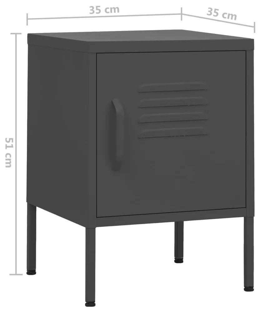 Mesa de cabeceira 35x35x51 cm aço antracite