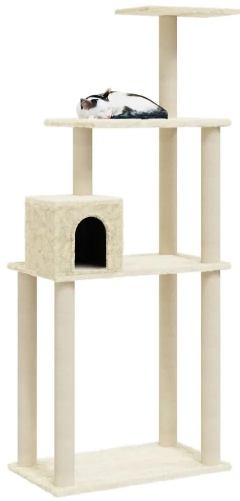 Árvore para gatos c/ postes arranhadores sisal 147 cm cor creme