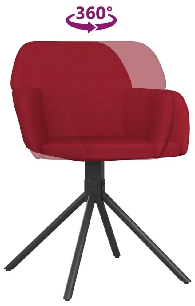 Cadeiras de jantar giratórias 2 pcs veludo vermelho tinto