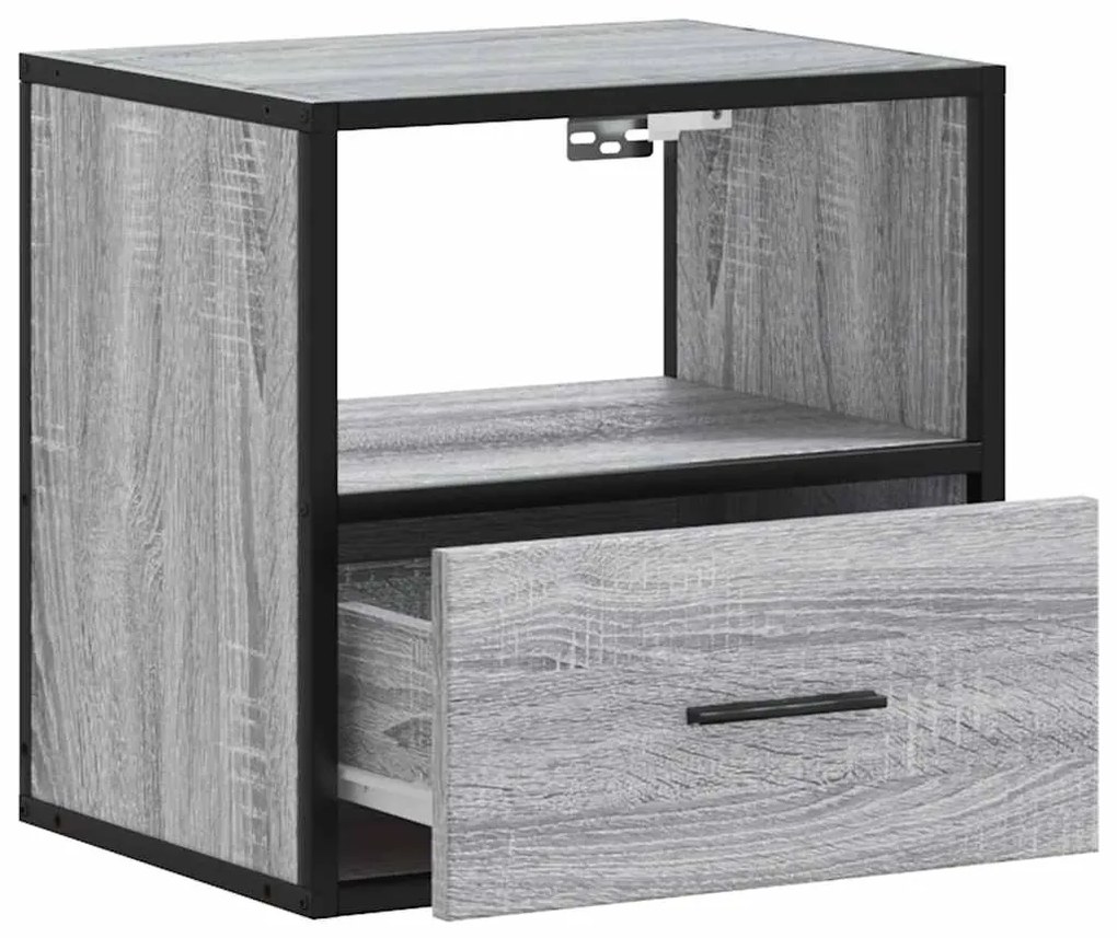 Mesa de cabeceira de parede 40x31x39,5 cm cinzento sonoma