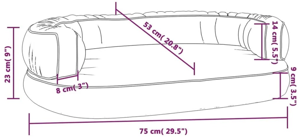 Cama p/ cães espuma ergonómico 75x53 cm couro artificial cinza