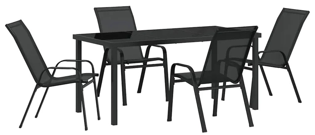 Conjunto de Jantar para Jardim 5 Peças Preto Textileno e Aço