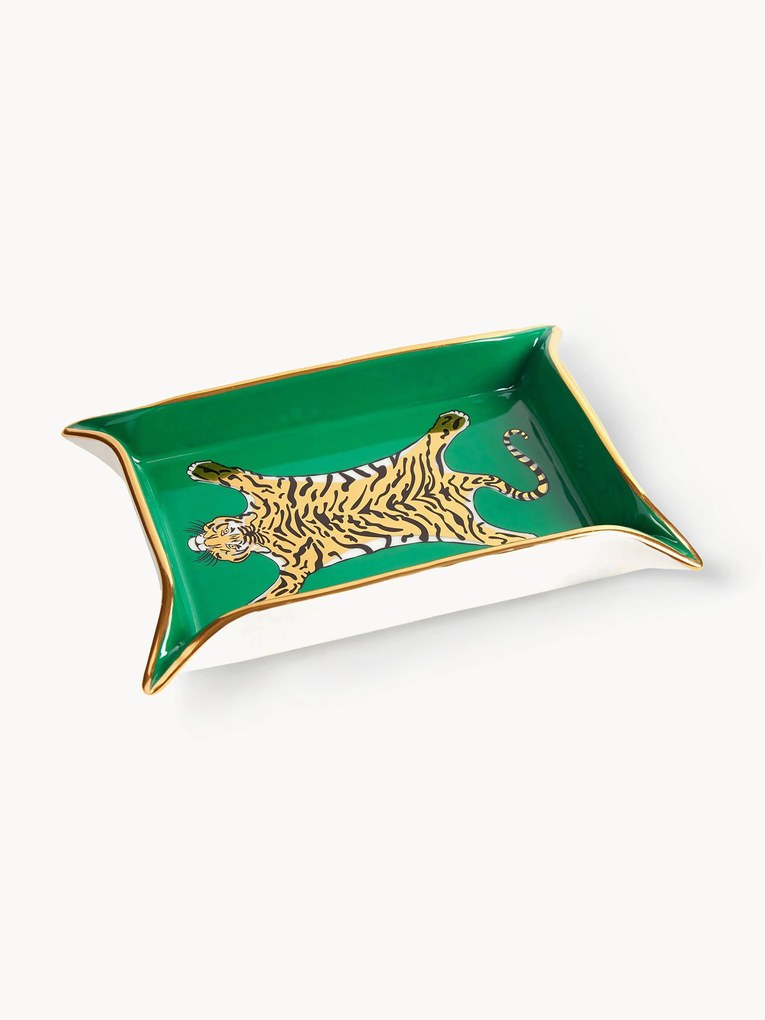 Tabuleiro decorativo de porcelana com tigre