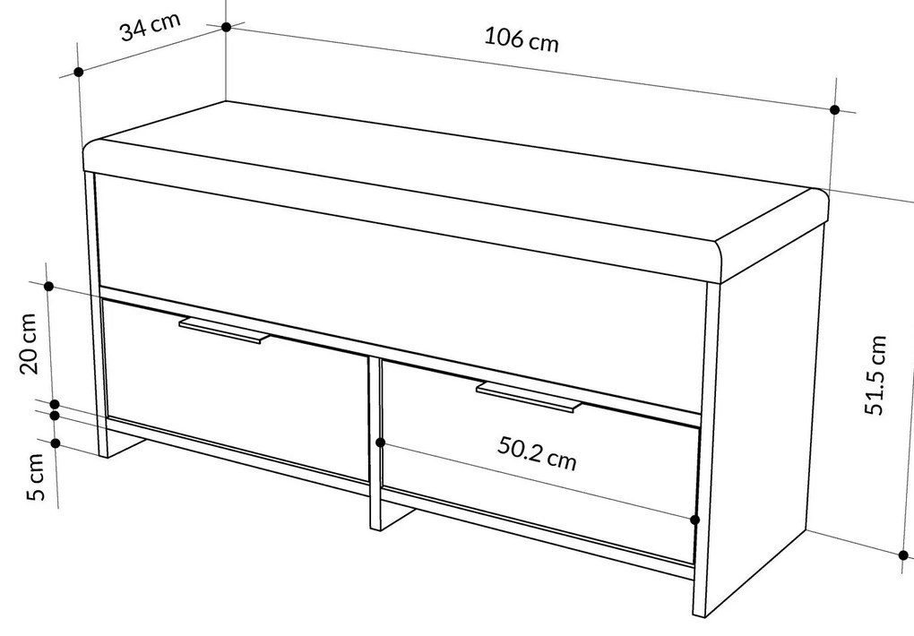 Sapateira Berlin – Nogueira/Preto – 60x200x35 cm