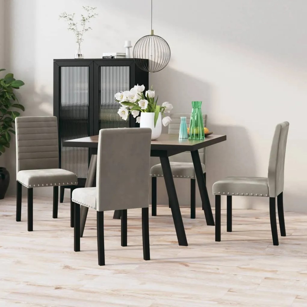 vidaXL Cadeiras de jantar 4 pcs veludo cinzento-claro