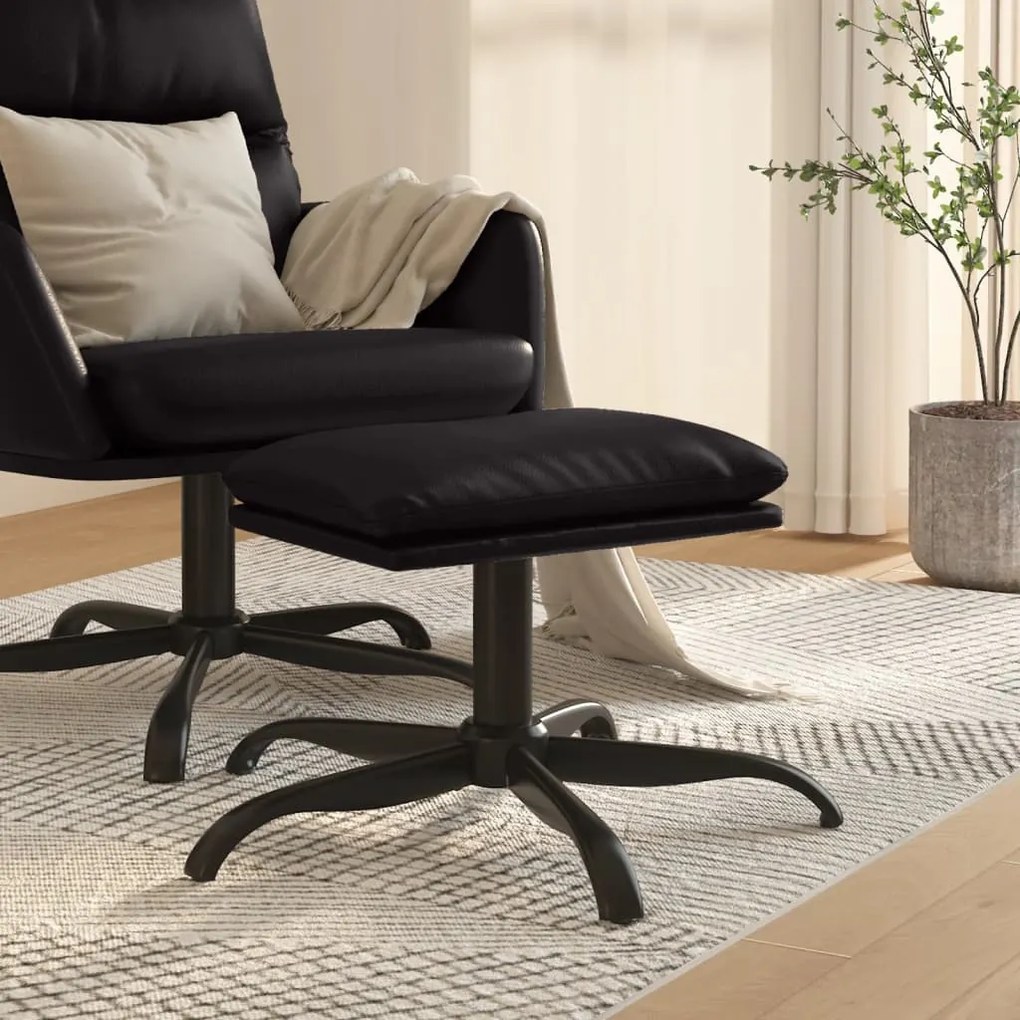 vidaXL Apoio de pés 60x60x36 cm couro artificial preto
