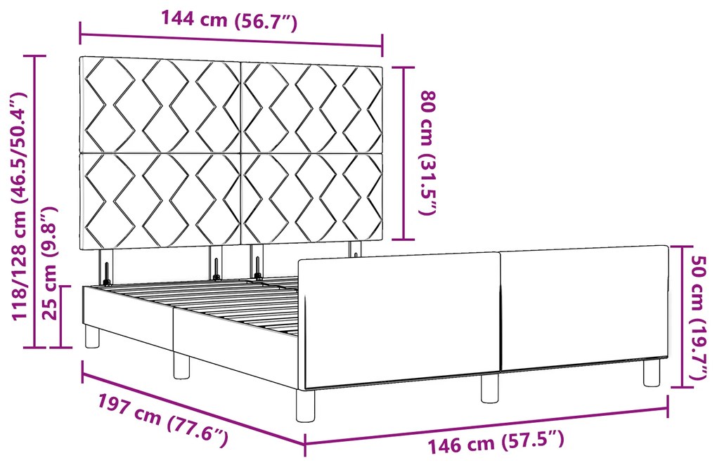 Estrutura de Cama vidaXL Azul 140x190 cm Tecido