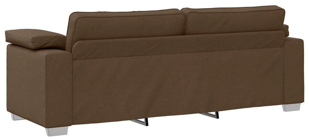 Conjunto de Sofá de 2 Peças com Almofadas em Tecido Castanho
