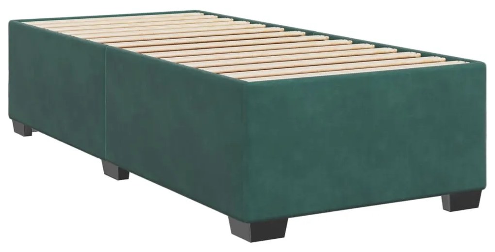 Estrutura de cama sem colchão 90x200 cm veludo verde-escuro