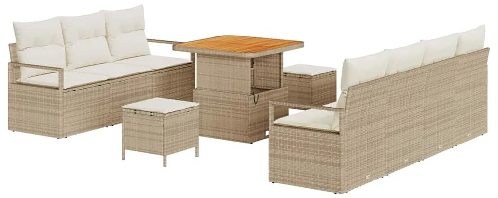 Conjunto de Sofás de Jardim vidaXL com Almofadas Bege em Vime Sintétic