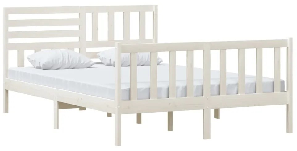 Estrutura de cama 140x200 cm madeira maciça branco
