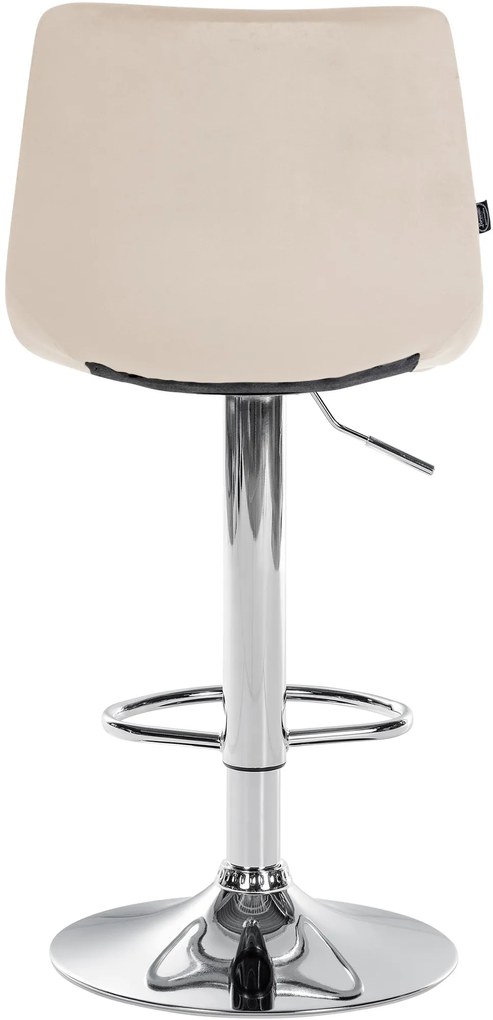 Banco de bar Jerry em veludo com estrutura cromada 87-108,5 x 43 x 46,5 cm Creme