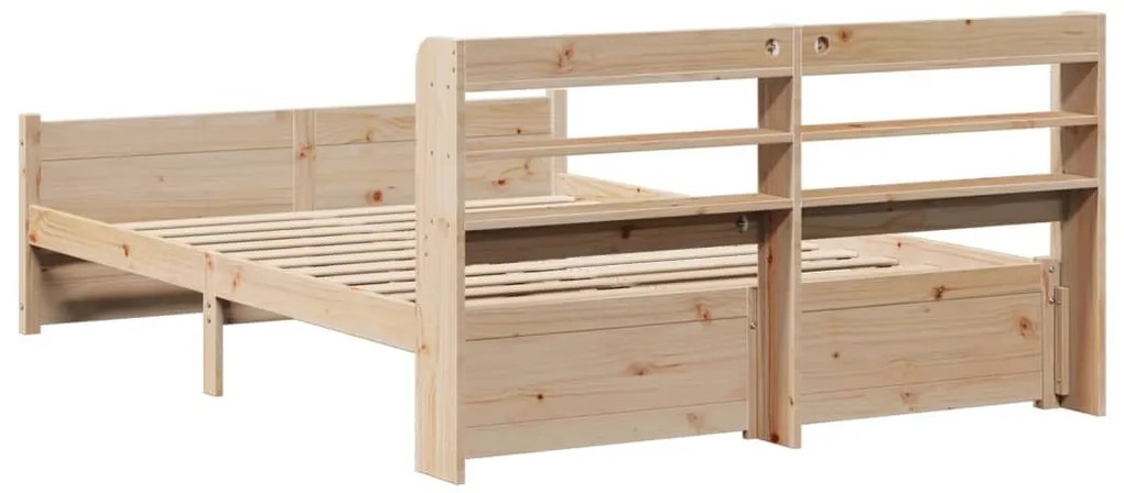 Estrutura de cama com cabeceira 160x200 cm pinho maciço