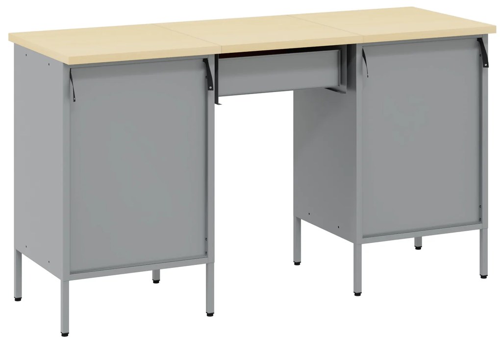 Conjunto de Mesa e Armário de Trabalho VidaXL 3 Peças Preto em Madeira
