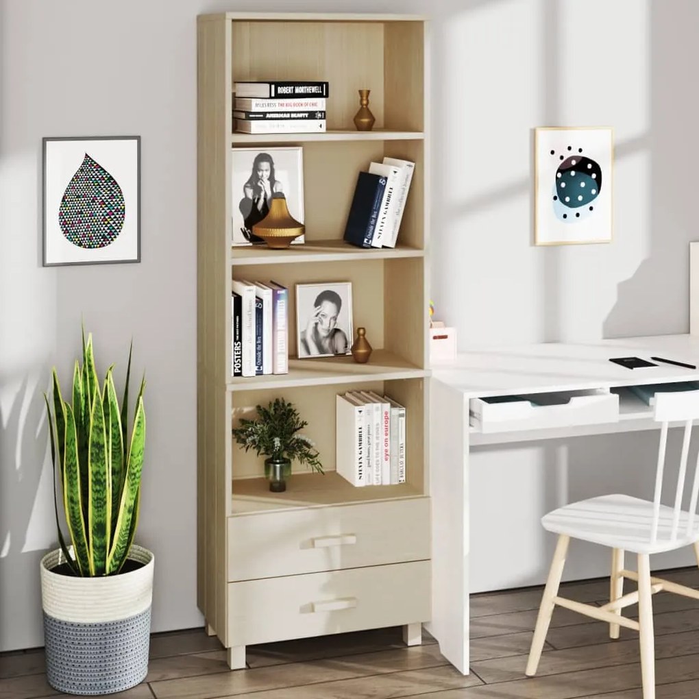 vidaXL Aparador alto HAMAR 60x35x180 cm pinho maciço castanho-mel