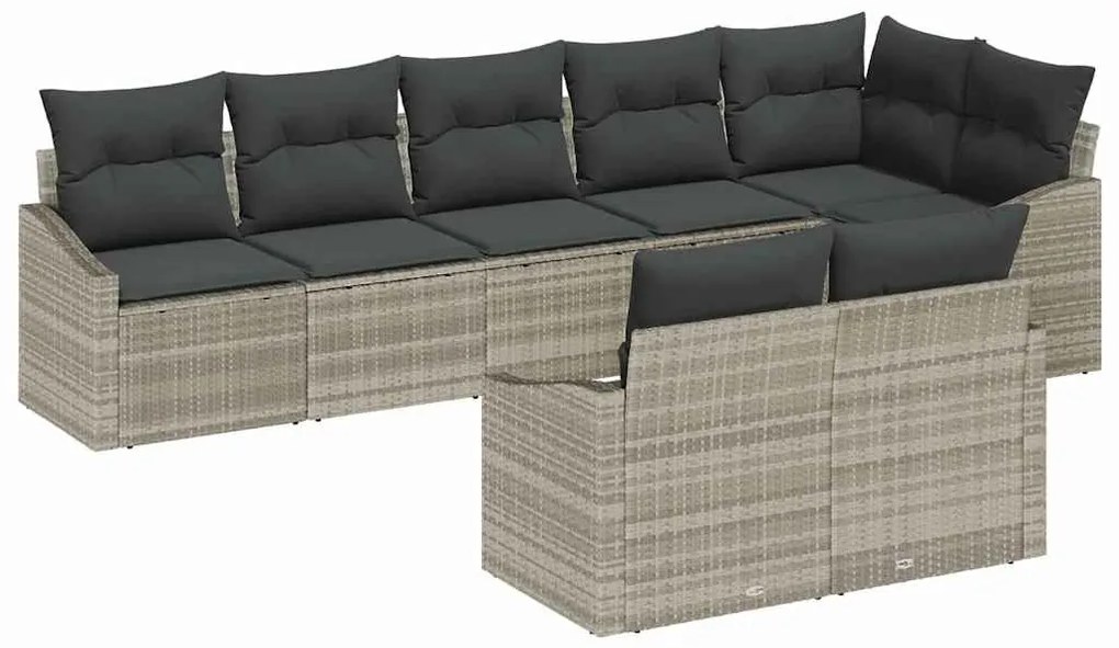Conjunto de Jantar para Jardim com 8 Peças e Almofadas Cinza Claro em