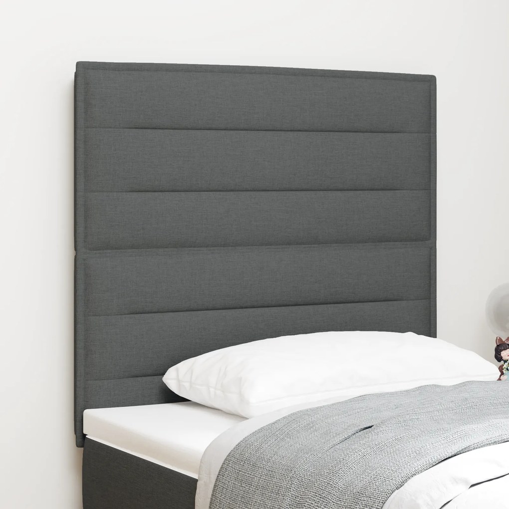 Cabeceira Design Linhas Cinza Escuro 80 cm Tecido