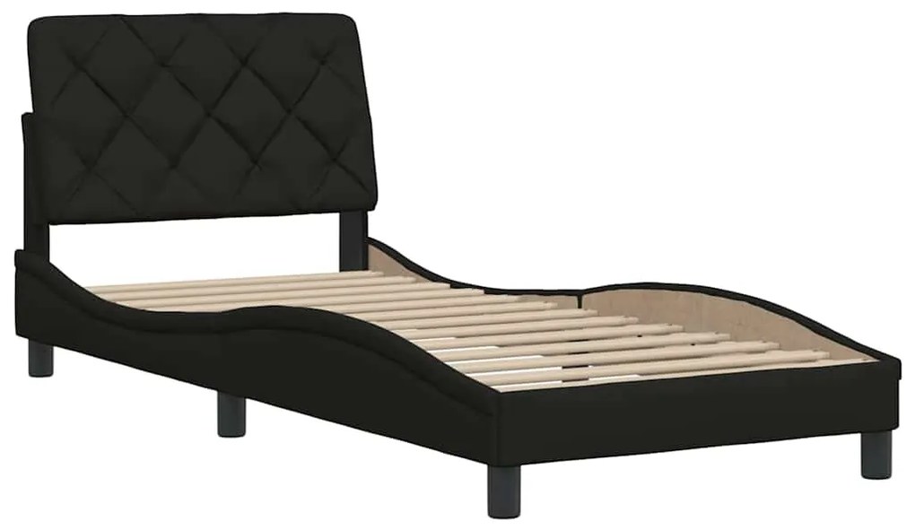 Estrutura de cama sem colchão 90x190 cm tecido preto