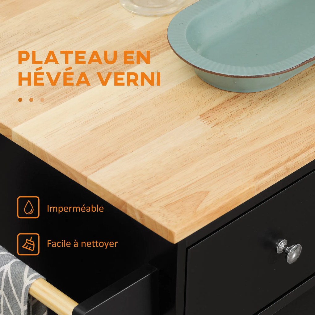 Mesa de cozinha para ilha de cozinha com bancada 80 x 45 x 89,5 cm, prateleira, suporte para garrafas, suporte para panos de cozinha, 2 gavetas e armá