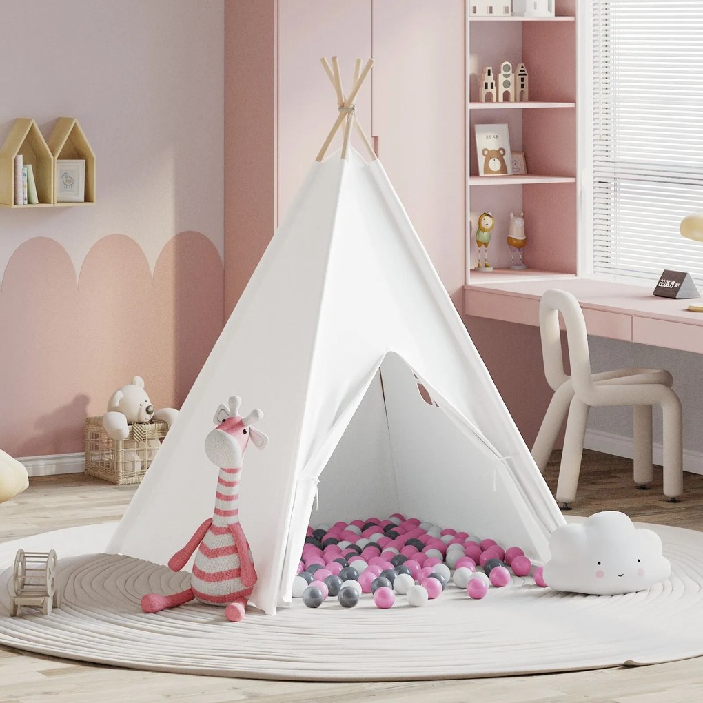 Tenda Teepee Infantil com Bolsa Peach & Bolinhas de Brincar Skin Branc