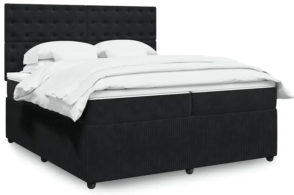 vidaXL Cama com molas/colchão 200x200 cm veludo preto