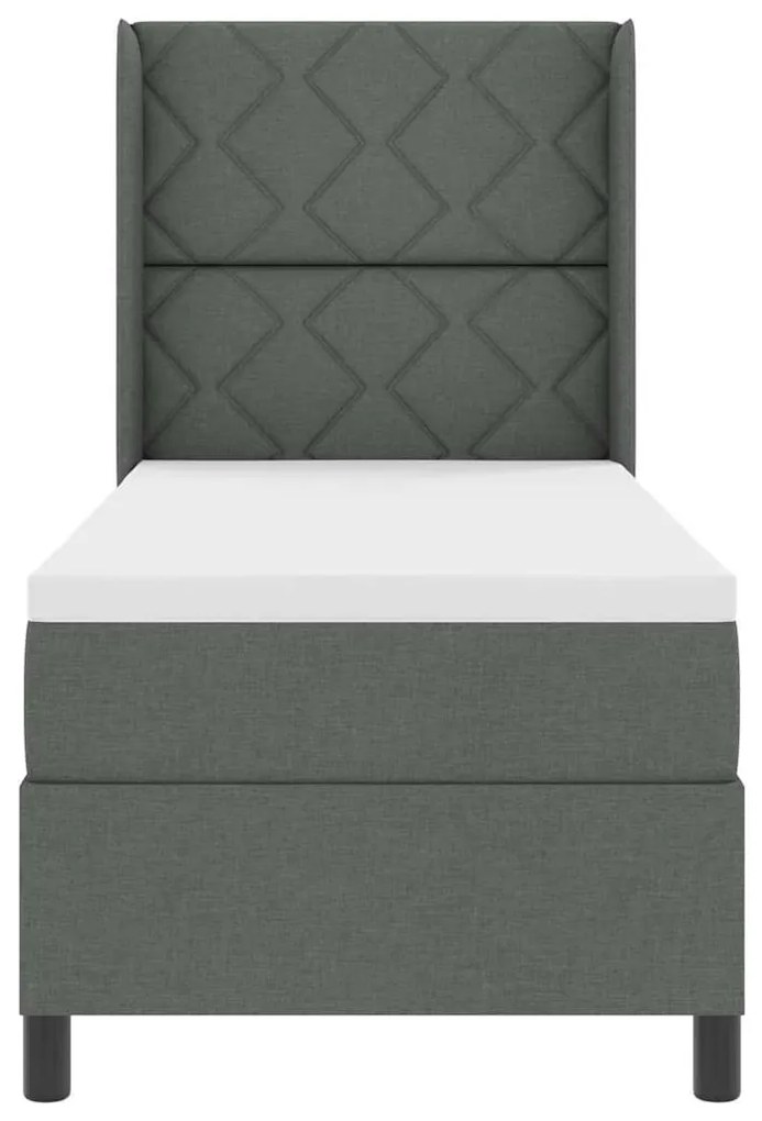 Cama Box com Colchão e LED Cinza Escuro 90 x 190 cm, Tecido