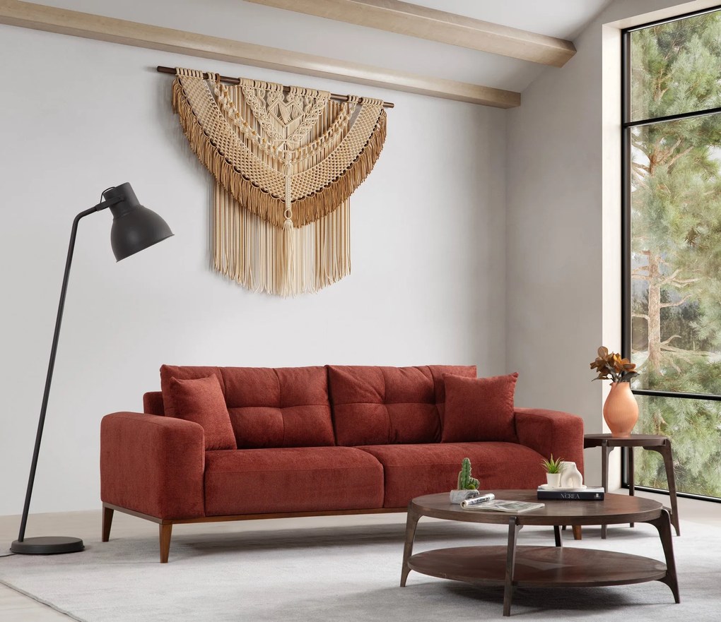 Sofá-cama de 3 lugares Sinor – Vermelho Telha – 225x92x75 cm