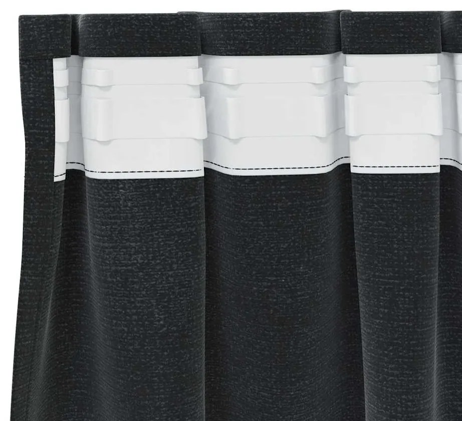 Cortinas Blackout com Faixa Superior 2 pcs Veludo Preto