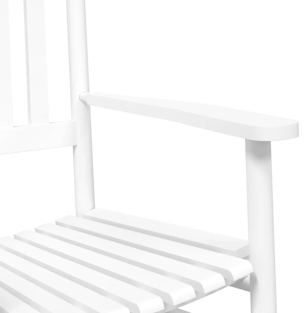 Cadeira de baloiço com mesa dobrável álamo maciço branco