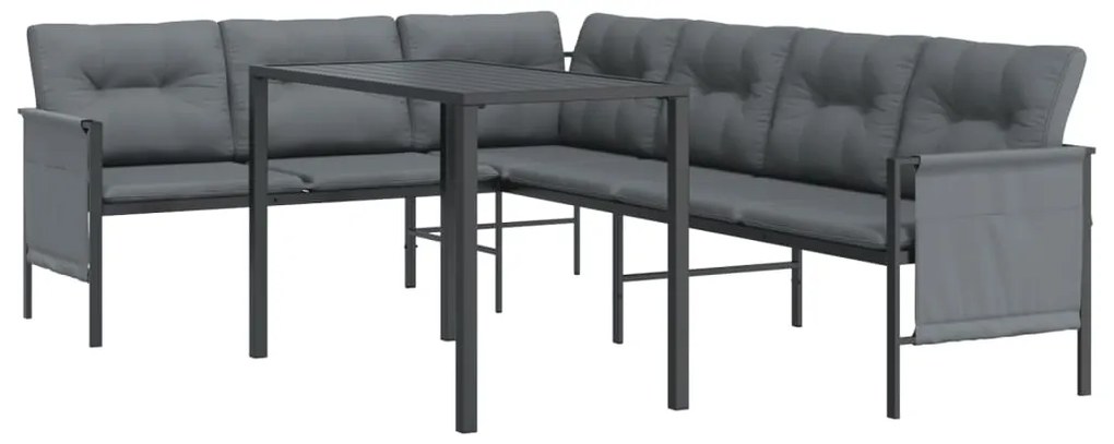 2 pcs conjunto de jantar para jardim aço antracite