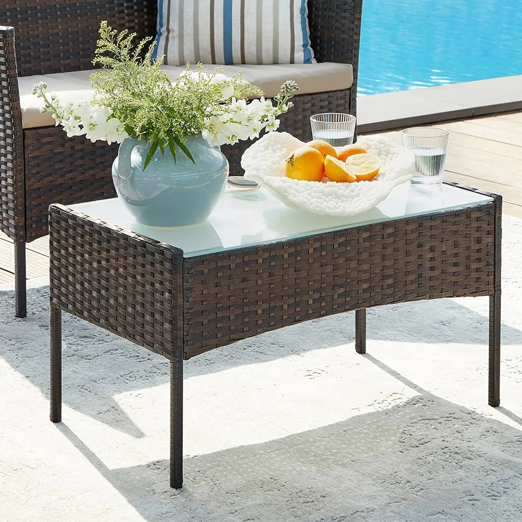 Conjunto de móveis de jardim de 4 peças Castanho-taupe