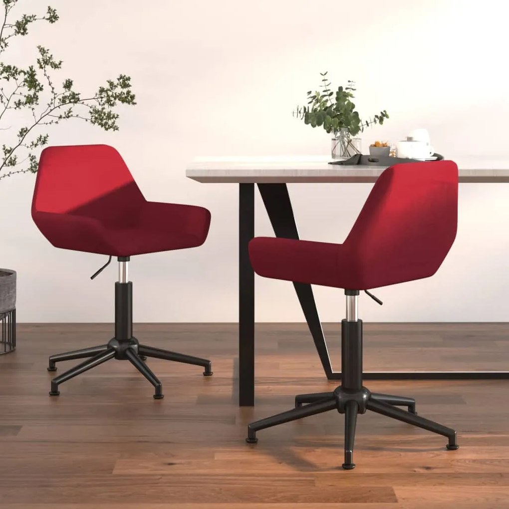 vidaXL Cadeiras de jantar giratórias 2 pcs veludo vermelho tinto